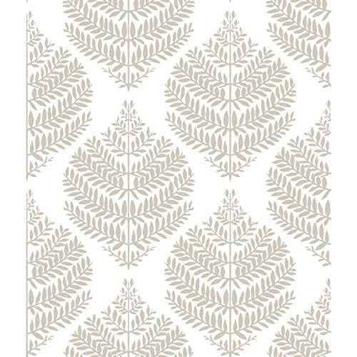 RoomMates RMK11512WP Hygge Fern Damask Taupe Peel and Stick Wallpaper