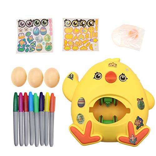 Easter Egg Decorations Kit Diy Easter Egg Spinner Machine Toy with 8 Coloring Painting Pens 3 Eggs Spin Art Machine Colorful Chick Eggs Tools Chicken Egg Machine Toy Easter Gift for Kids