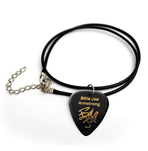 Billie Joe Armstrong Gold Printed Signature guitar pick plectrum cord necklace 18 inch BG
