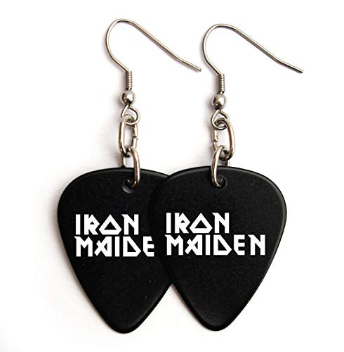 Iron/Maiden Guitar pick plectrum logo Earrings (BW)