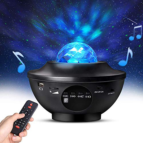 Night Light Projector with Timer  and  Remote Control, Monkey Home 2 in 1 Ocean Wave Projector Star Projector with LED Nebula Cloud for Baby Kids Bedroom/Game Rooms/Home Theatre, Built-in Music Speaker
