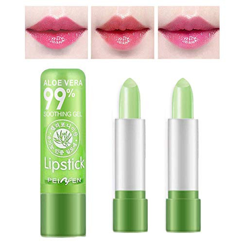 2 PCS Aloe Vera Lipstick,Long Lasting Nutritious Lip Balm Lips Natural Moisturizer Magic Temperature Color Change Lip Gloss 2 PCS Aloe Vera Lipstick,Long Lasting Nutritious Lip Balm Lips Natural Moisturizer Magic Temperature Color Change Lip Gloss