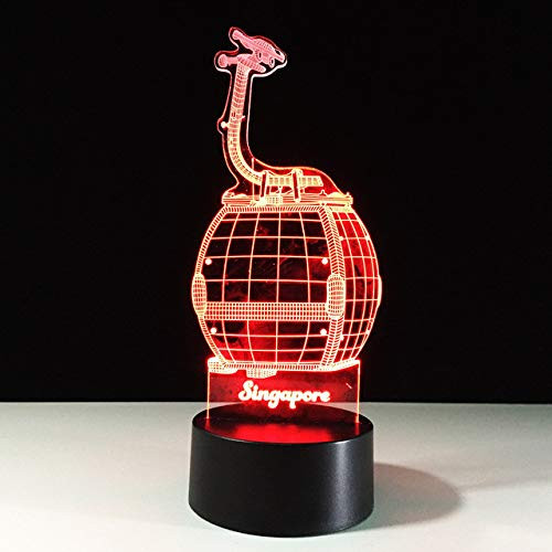 LLWWRR1 Cable Car Led 3D Lamp Novelty USB Baby Sleep Night Light 7 Color Change Visual Bedroom Bedside Desk Lamp Luminaria Gifts Decor