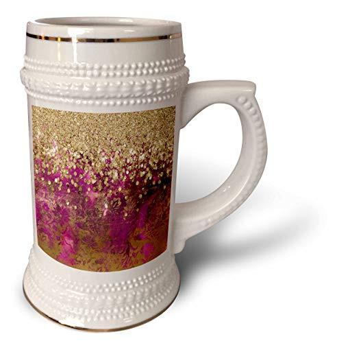 3dRose Glam Distressed Pink Image Of Gold Writing and Image Of Gold. - 22oz Stein Mug (stn_340235_1)