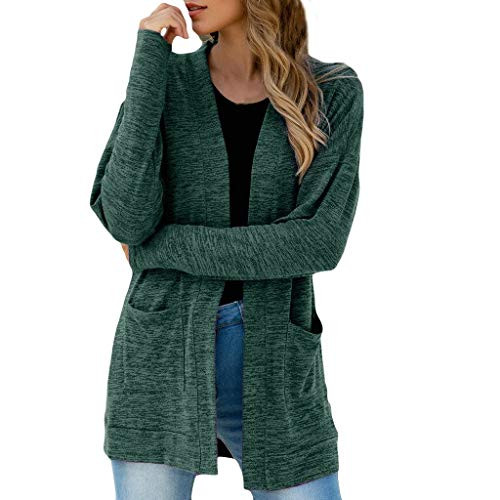 AODONG Sweater for Women Casual Womens Cardigans Sweaters Cable Knit Long Sleeve Open Front Button Down Knitwear with Pocket Sweater Coat Green