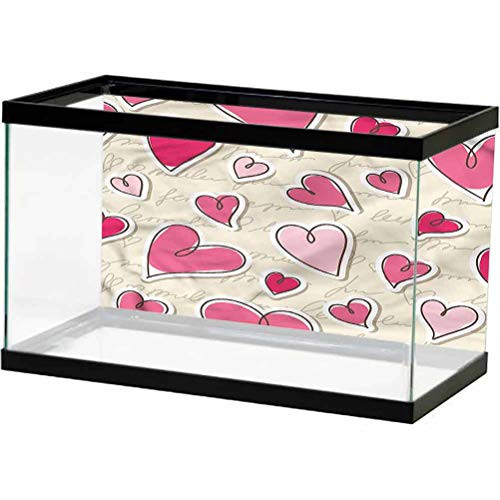 ScottDecor Hearts Aquarium Background Love Letter Theme Writing PVC Adhesive L24 X H16 Inch