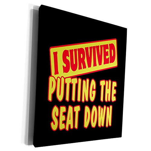 3dRose Dooni Designs Survive Sayings - I Survived Putting The Seat Down Survial Pride And Humor Design - Museum Grade Canvas Wrap (cw_118195_1)