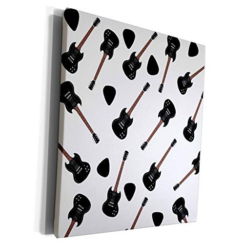 3dRose lens Art by Florene - Toss Patterns - Image of Guitar And Guitar Picks Repeat Pattern - Museum Grade Canvas Wrap (cw_300696_1)