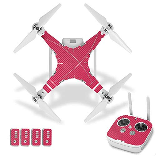 Huanruobaihuo Red Carbon Fiber Style Vinyl Skin Sticker for DJI Phantom 3 Drone and Remote Controller 0096 Quadcopters Accessories