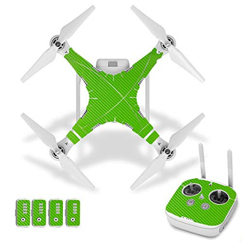 Huanruobaihuo Green Carbon Fiber Style Vinyl Skin Sticker for DJI Phantom 3 Drone and Remote Controller 0093 Quadcopters Accessories