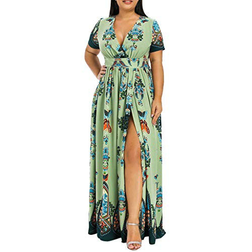 Kaitobe Women's Dresses Plus Size Casual Summer Loose Floral Print Short Sleeve Maxi Dresses Long Beach Sundress