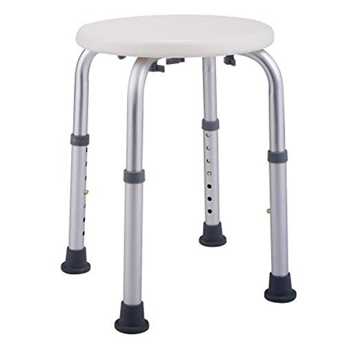 Anntool Shower Stool Levels Adjustable Aluminum Alloy Elderly Round Shower Stool Tool Tub Chair and Bathtub Seat Bench with Anti-Slip Rubber Tips for Safety and Stability (7 Levels)