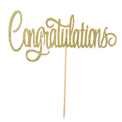Gold Glitter Congratulations 2019 Graduation Cake Topper-Congrats Grad Party Decorations Supplies-High School Graduation, College Graduate Cake Topper