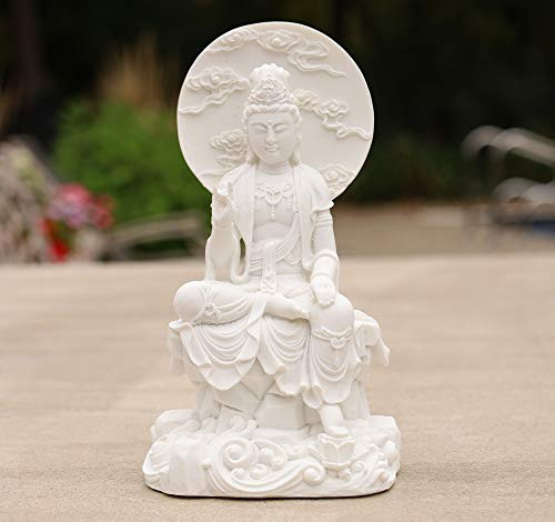 DharmaObjects Kuan Yin Quan Yin Statue Female Buddha Blessing 8 Inches Tall (White)