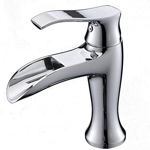 Ufaucet Commercial Modern Stainless Steel Single Handle Light Chrome Finished Bathroom Faucet, Lavatory Vanity Sink Faucet Without Pop Up Drain