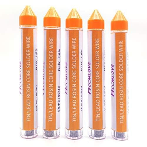 5PCS 27g 60/40 Rosin Core Solder Wire for Electronics Soldering,Rosin Core Solder Tin Lead Solder Wick Diameter 0.031 inch(0.8mm)