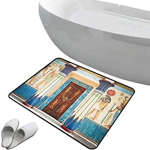 Non-Slip Bathroom Rug Egyptian Soft Skidproof Bath Mat Safe Area Ancient Egyptian Writing on Stone Antique Old Indigenous Civilization,Beige Blue and Brown Doormat Bedroom Living Room Kitchen Decorati Non-Slip Bathroom Rug Egyptian Soft Skidproof Bath Mat Safe Area Ancient Egyptian Writing on Stone Antique Old Indigenous Civilization,Beige Blue and Brown Doormat Bedroom Living Room Kitchen Decorati