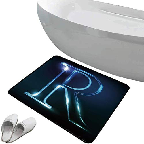 Doormat Skidproof Bath Rug Letter R Rubber Non Slip Floor Mat Writing Language with Futuristic Design Elements Modern Themed Calligraphy Print Decorative,Blue Black,Indoor/Outdoor/Front Door/Entrance/ Doormat Skidproof Bath Rug Letter R Rubber Non Slip Floor Mat Writing Language with Futuristic Design Elements Modern Themed Calligraphy Print Decorative,Blue Black,Indoor/Outdoor/Front Door/Entrance/