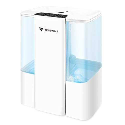 Cool Mist Humidifier, 5L Ultrasonic Humidifiers Last 48 Hours for Home, Baby, Large Room, Adjustable Mist Output, 360°Nozzle Quiet Operation Humidifier, Auto Shut Off,Easy to Clean (White)