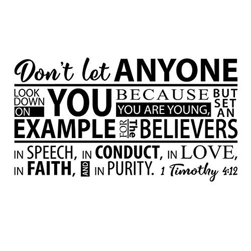 1 Timothy 4:12 Vinyl Wall Decal 15 by Wild Eyes Signs Dont let anyone look down on you, Youth Room Scripture, Teen Wall Words, Modern Christian Wall Decor, 1TIM4V12-0015 1 Timothy 4:12 Vinyl Wall Decal 15 by Wild Eyes Signs Dont let anyone look down on you, Youth Room Scripture, Teen Wall Words, Modern Christian Wall Decor, 1TIM4V12-0015