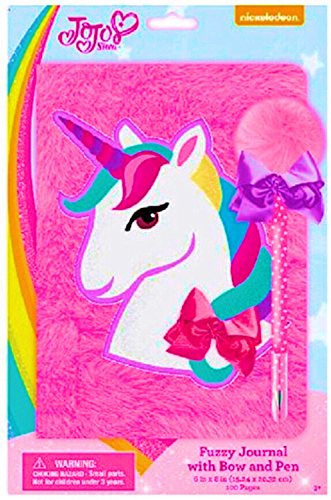 JoJo Siwa Fuzzy Unicorn Journal with Bow and Pen