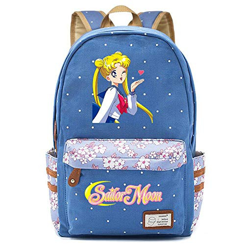 Anime Sailor Moon Tsukino Usagi Luna Cartoon Kawaii Sailor Moon Luna Cat Flowers Dot Backpack Cosplay Laptop Bag Pink (9)