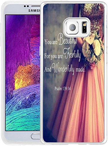 Note 5 Case Christian Sayings,Hungo Soft TPU Silicone Protective Cover Compatible with Samsung Galaxy Note 5 Bible Verses Psalm 139:14