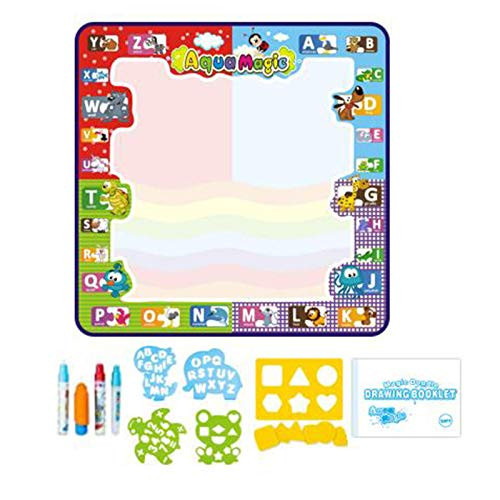 Gallity Aqua Magic Water Doodle Pad Mat Kids Water Drawing Board Set Toddlers Painting Coloring Mat Pad with Pens Writing Doodle Board Educational Toy Gift for Kid Boy Girl Gift