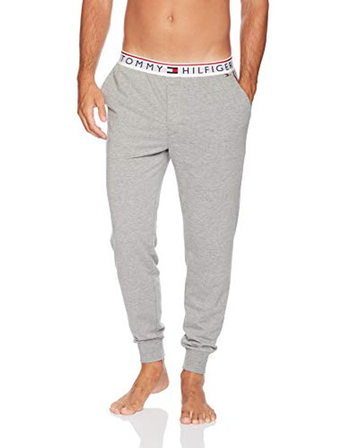 Tommy Hilfiger Men's Modern Essentials French Terry Jogger, Grey Heather/White, X-Large