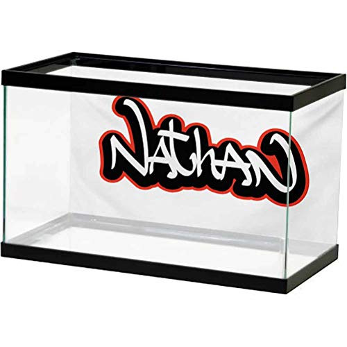 Nathan Aquarium 3D Backdrops Artistic Boys Name Graffito Wall Writing Design for Men Doodle Style Decals Poster Vermilion Black and White L24 X H24 Inch