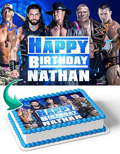 Cakecery SmackDown Personalized Edible Cake Topper 1/2 11.7 x 17.5 Birthday Cake Topper