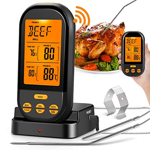 MZTDYTL Wireless Meat Thermometer for Grilling,Instant Read Digital Cooking Thermometer with Dual Probes Timer Alarm 328FT Range Kitchen Food Thermometer for for Smoker Grill Oven BBQ MZTDYTL Wireless Meat Thermometer for Grilling,Instant Read Digital Cooking Thermometer with Dual Probes Timer Alarm 328FT Range Kitchen Food Thermometer for for Smoker Grill Oven BBQ
