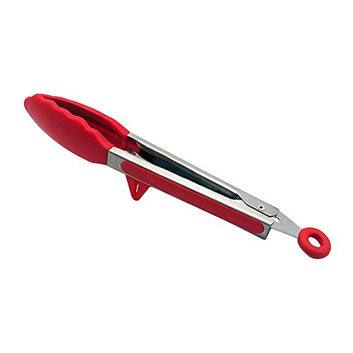 Silicone Cooking Tongs?Kitchen Food Tongs?Stainless Steel Material With Heat Resistant Premium Silicone Grip#kt1024 (Red)