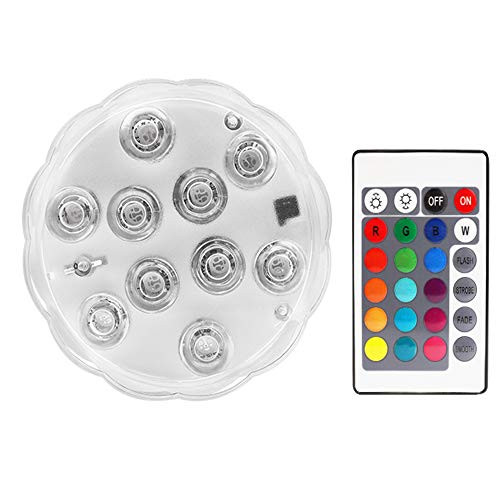 KINHON  1-Pack  Submersible Led Lights with Remotes, Waterproof Submersible Lights Battery Operated, Underwater Pond Lights RGB Multi-Color Pool Light for Pond, Garden, Base, Wedding