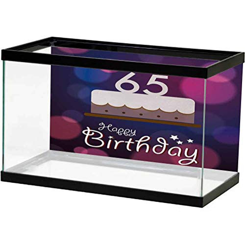 ScottDecor 65th Birthday Aquarium Background Sticker Birthday Ceremony Artwork with Cake Hand Writing Calligraphy Best Wishes Photography Background Blue Pink White L36 X H16 Inch