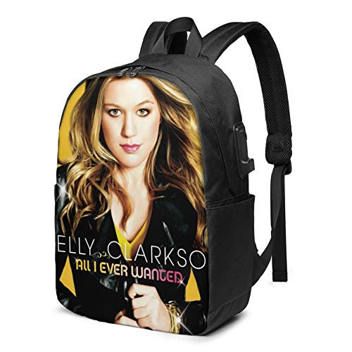 GANHSFYSYA Kelly Clarkson Unisex Student Adult Classic USB Backpack 17 in Laptop Bags Bookbag for Office Travel