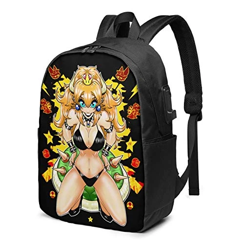 GANHSFYSYA Bowsette Unisex Student Adult Classic USB Backpack 17 in Laptop Bags Bookbag for Office Travel