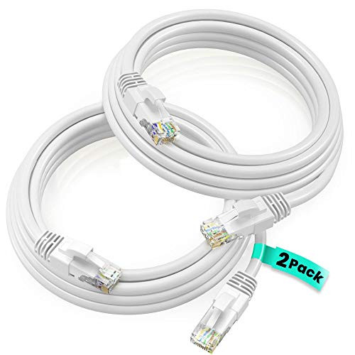Maximm Cat6 Ethernet Cable - 5 Ft LAN, UTP CAT 6 RJ45, LAN Network, Patch, Internet Cable  White - 2 Pack (5 Feet)
