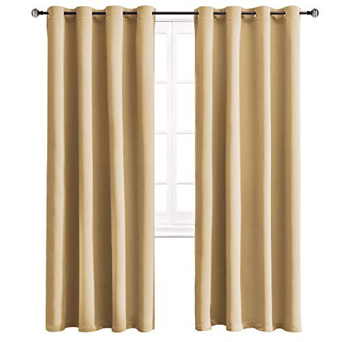 WONTEX Blackout Curtains Room Darkening Thermal Insulated with Grommet Window Curtain for Living Room, 52 x 72 inch, Beige, 2 Panels WONTEX Blackout Curtains Room Darkening Thermal Insulated with Grommet Window Curtain for Living Room, 52 x 72 inch, Beige, 2 Panels