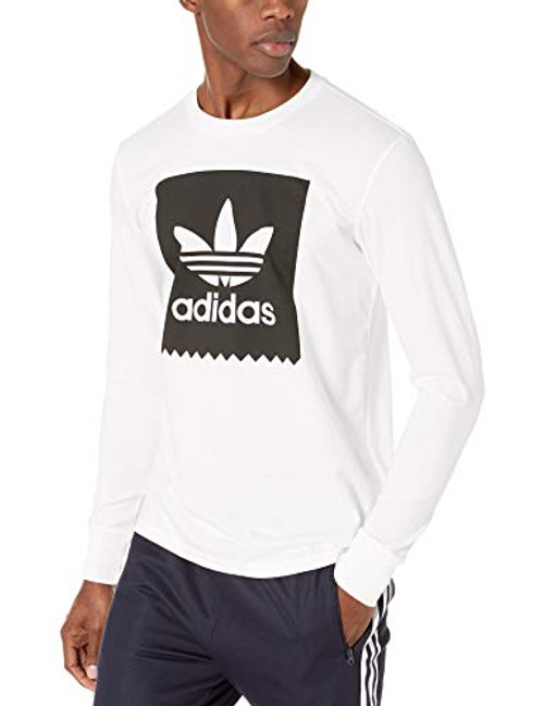 adidas Originals Men's Long Sleeve Blackbird Tee, white/black, Large