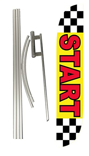 LookOurWay Start Feather Flag Complete Set with Pole  and  Ground Spike
