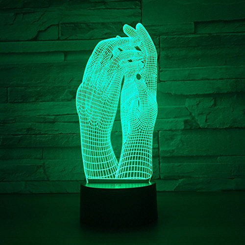 Creative Gifts Hand Led Night Light Acrylic Colorful 3D Night Remote Touch Switch Lovely 7 Color Change 3D Lamp