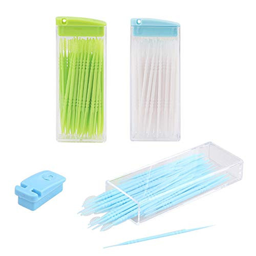 3 Box Total 150 Pieces Plastic Double Head Toothpicks Dental Floss Interdental Toothpick Teeth Pick Brush Teeth Stick (Random Color)