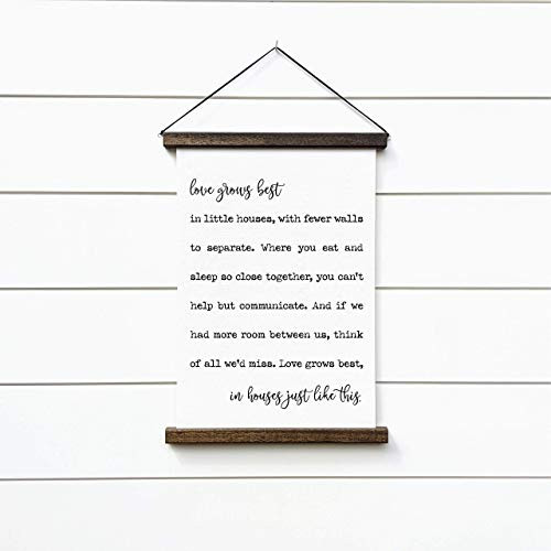 Love Grows Best in Little Houses Just Like This Quote Sign, Rustic Dark Brown Frame, Farmhouse Decor