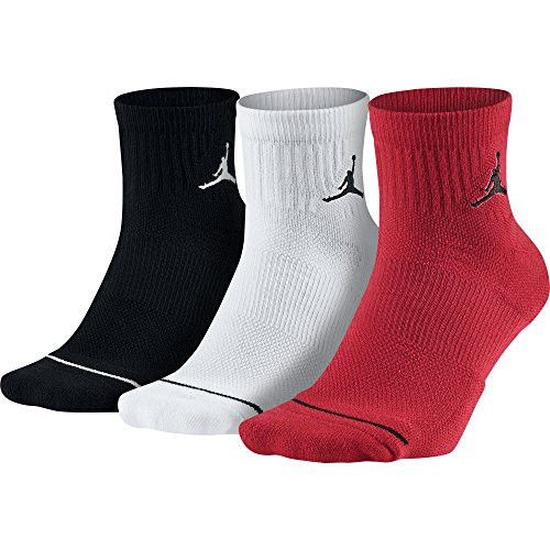 Jordan Jumpman Quarter 3 Pair Men's Socks Black/White/Red sx5544-011 (Size S)