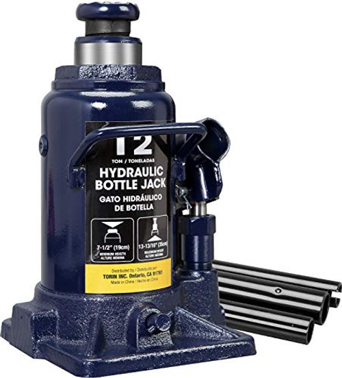 TCE AT91207AU Torin Hydraulic Stubby Low Profile Welded Bottle Jack, 12 Ton (24,000 lb) Capacity, Blue