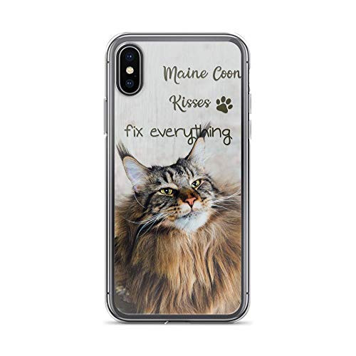 Compatible for iPhone 7/8 Case Maine Coon Kisses Fix Everything Cat Paws Kitty Owner Gift Anti-Scratch Covers