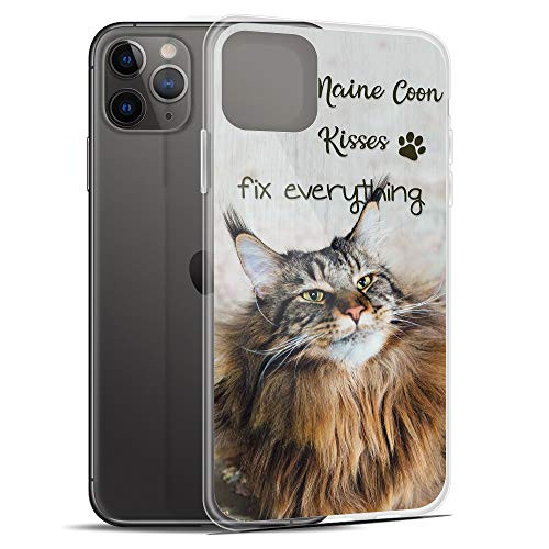 Compatible for iPhone 11 Pro Max Case Maine Coon Kisses Fix Everything Cat Paws Kitty Owner Gift Anti-Scratch Covers