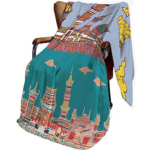 SfeatrutMAT Cute Plush Soft Blanket Childrens Girls Boys,Ancient China Decorations,Panorama Drawing of Far Eastern Old Towns Traditional Structure,Gifts for Kids 40x50inch SfeatrutMAT Cute Plush Soft Blanket Childrens Girls Boys,Ancient China Decorations,Panorama Drawing of Far Eastern Old Towns Traditional Structure,Gifts for Kids 40x50inch
