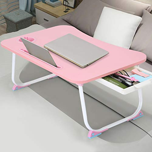 ZHOU2 Bedside Table Mobile Medical Overbed Table, Home Office Portable Foldable Laptop Desk Coffee Table Bed Tray, Student Study Writing Breakfast Table Bed Tray Bedroom Laptop Table (Pink)